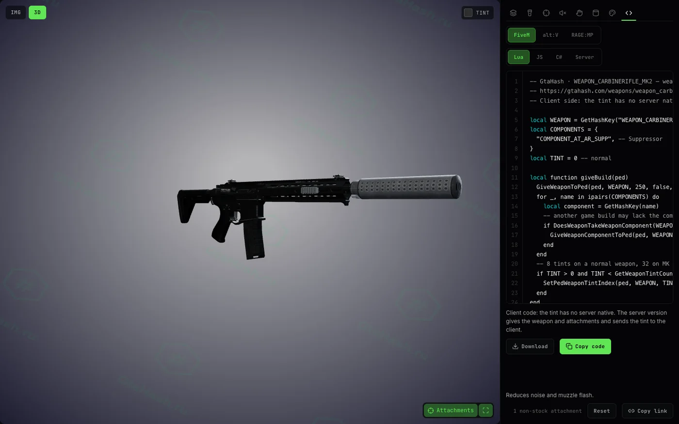 GTA V weapon components & tints: GiveWeaponComponentToPed, MK II camo ...